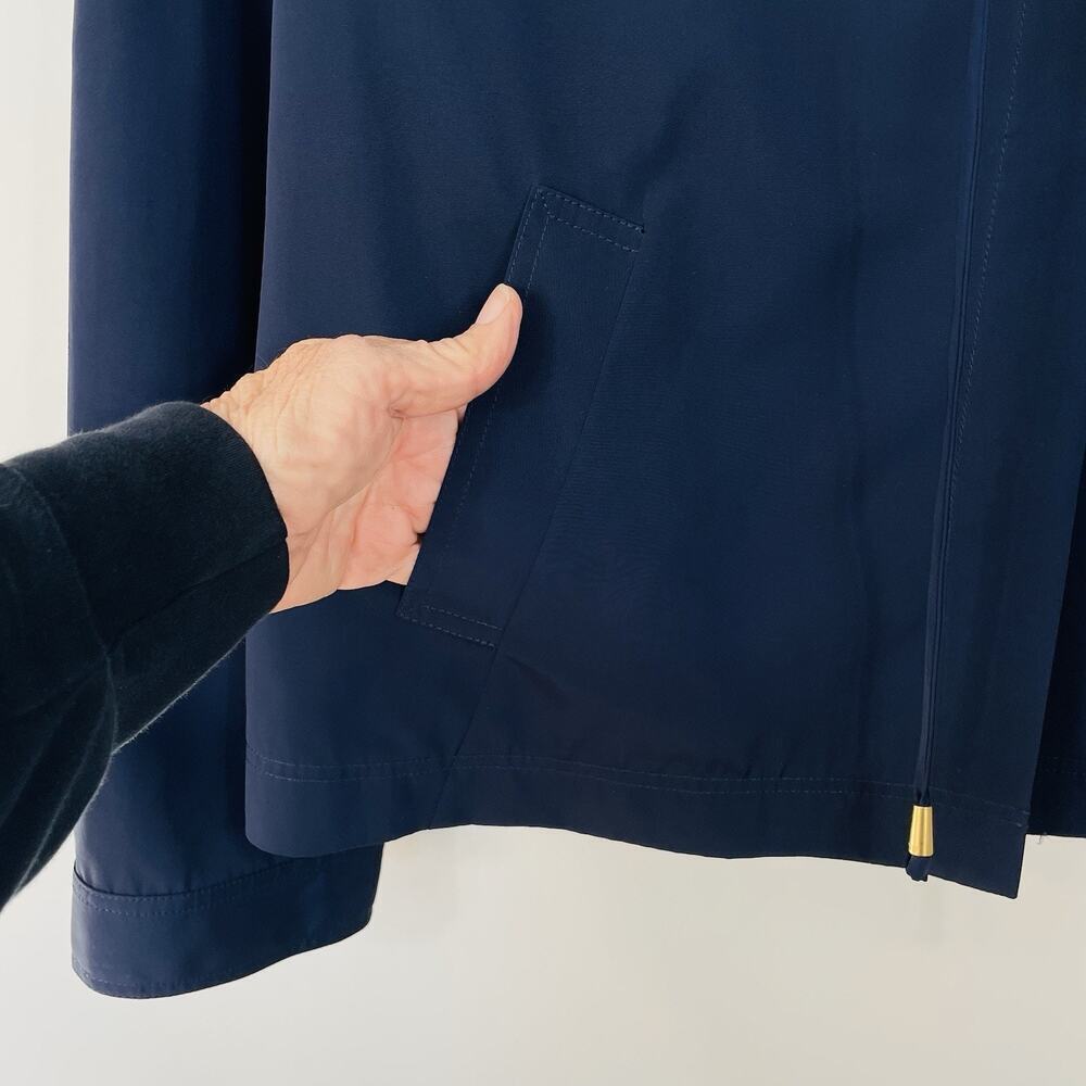 St. John Funnel Neck Rain Jacket Windbreaker Size XL Navy Cowl Neck Lightweight - Picture 9 of 16